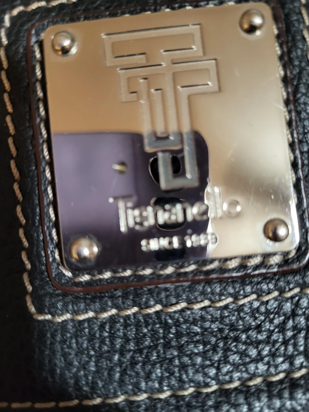 Tignanello Black Leather Crossbody with Gold Hardware